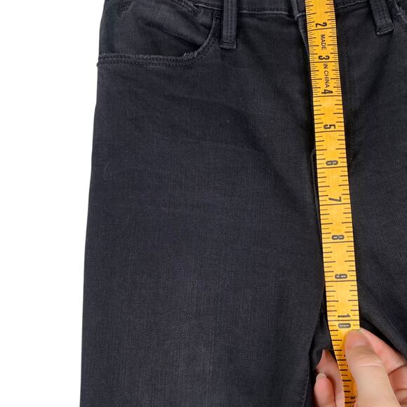 FRAME Denim Le High Straight Molony Black Ripped Knee Raw Edge Jeans SZ 25 - Picture 10 of 10